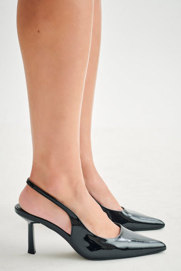 Dasha Patent Slingback Heels – Black