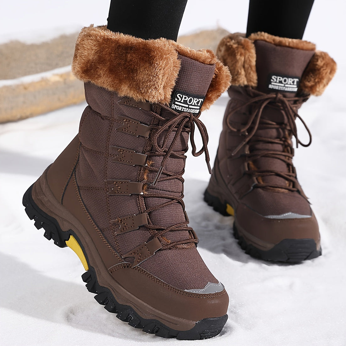 Women's Warm Winter Boots – Brown Leather, Waterproof and Insulated for Cold Days