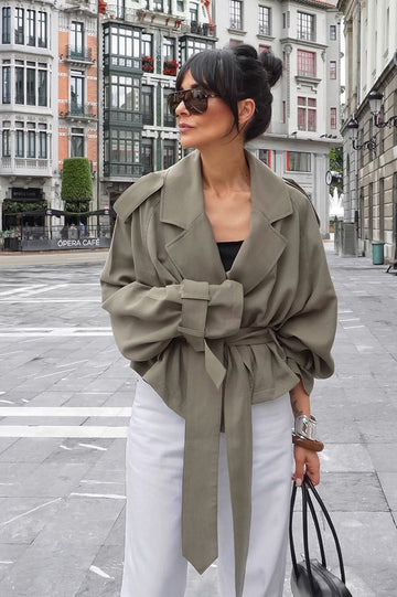 Oversized Collar Wrap Waist Coat