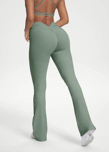 Scrunch-Back Flared Leggings with Sculpted Silhouette