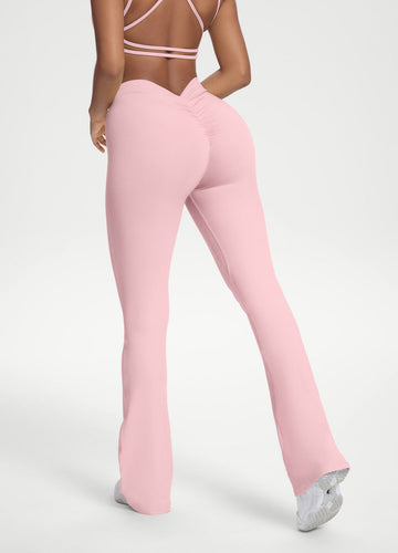 Ruched-Back Flared Leggings