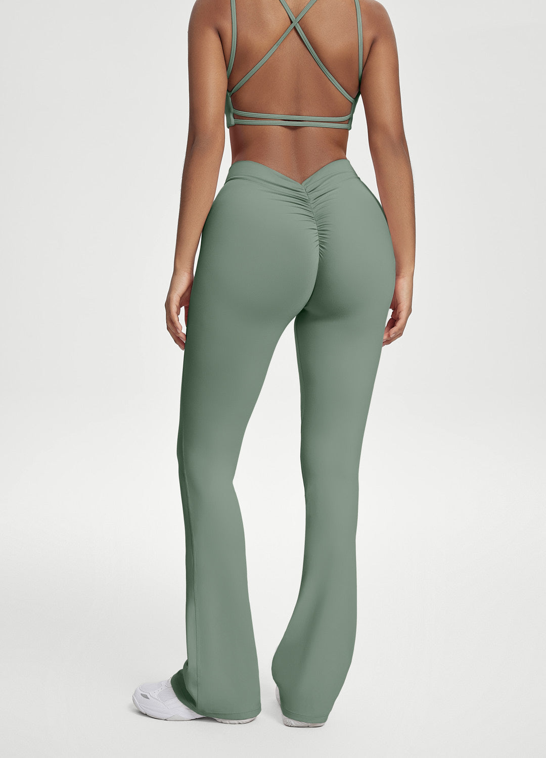 Scrunch-Back Flared Leggings with Sculpted Silhouette