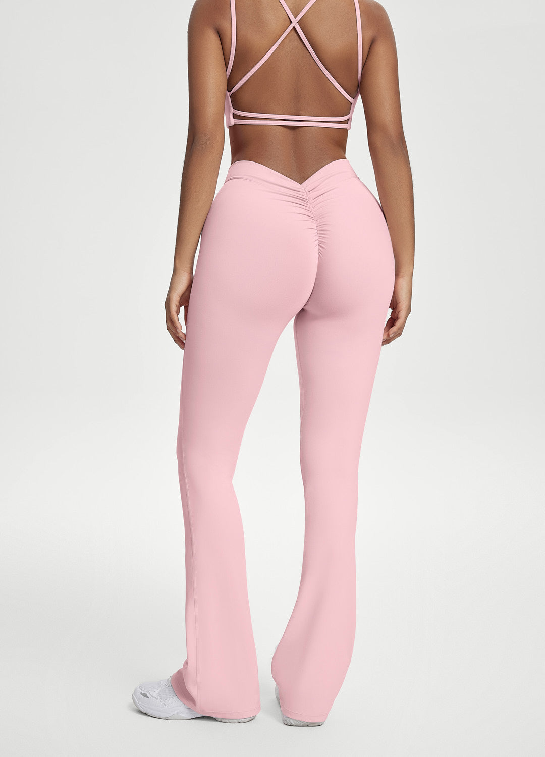 Ruched-Back Flared Leggings