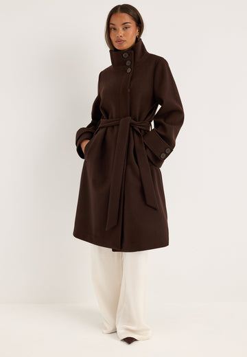 High Neck Midi Coat