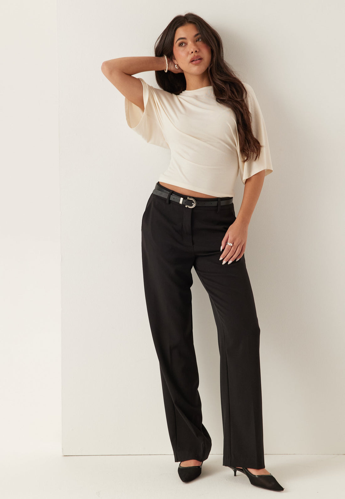 Straight High Waist Suit Trousers