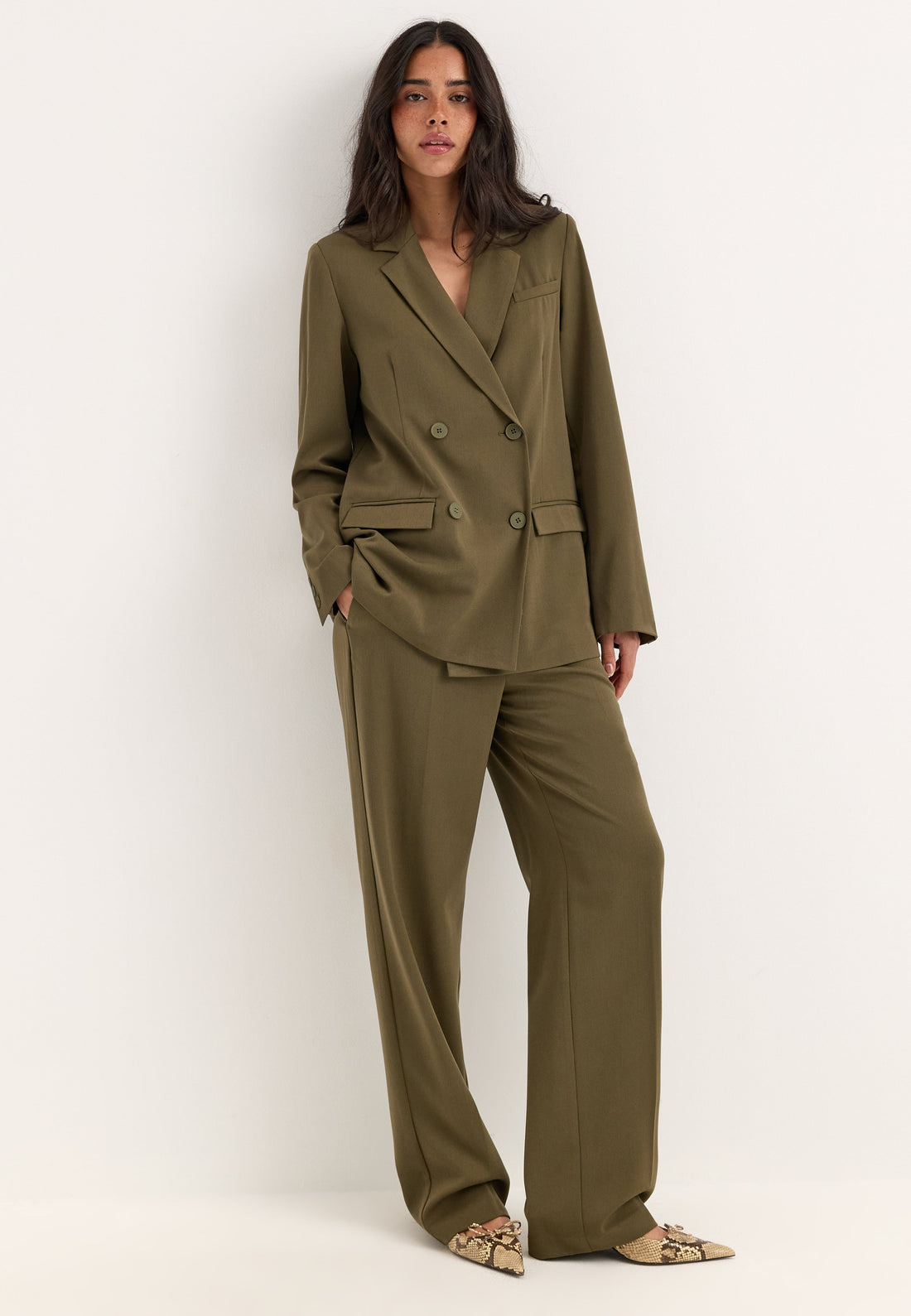 Straight High Waist Suit Trousers