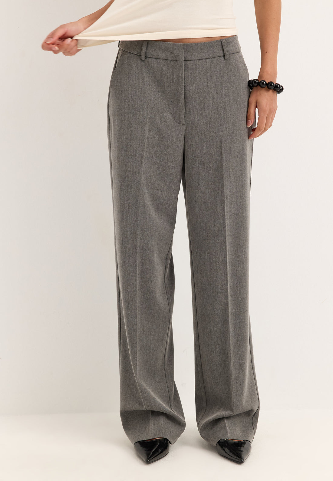 Straight High Waist Suit Trousers