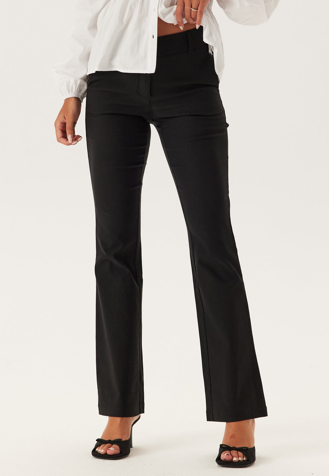 Mid Waist Stretchy Flared Trousers