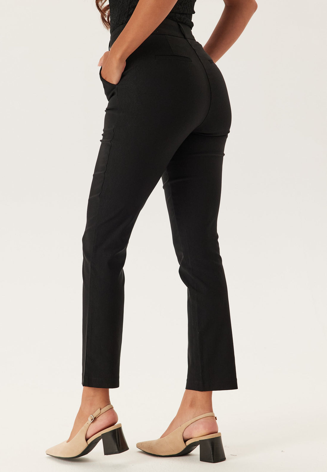 High Waist Stretchy Front Pocket Trousers