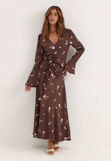 Ruched Front Midi Dress