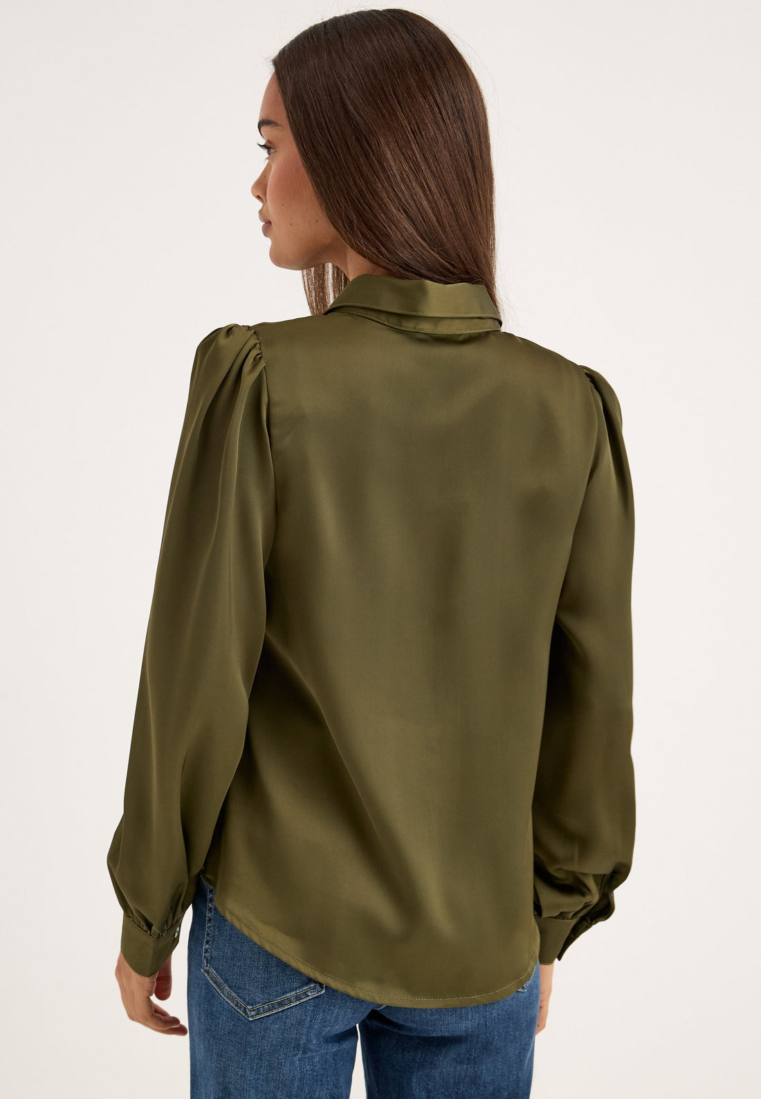 Puff Sleeve Satin Shirt