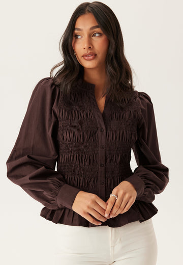 V-neck Cotton Smock Blouse