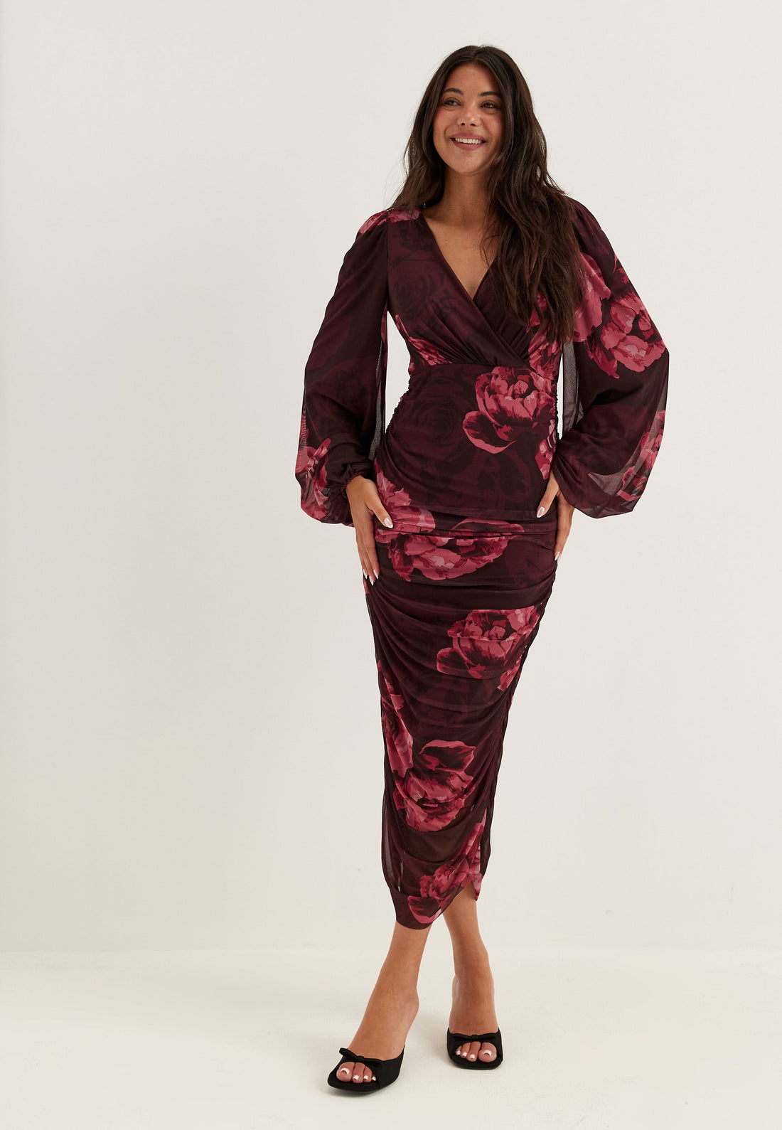 Mesh Wrap Ankle Dress