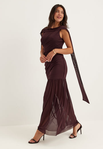 Scarf Mesh Ankle Dress