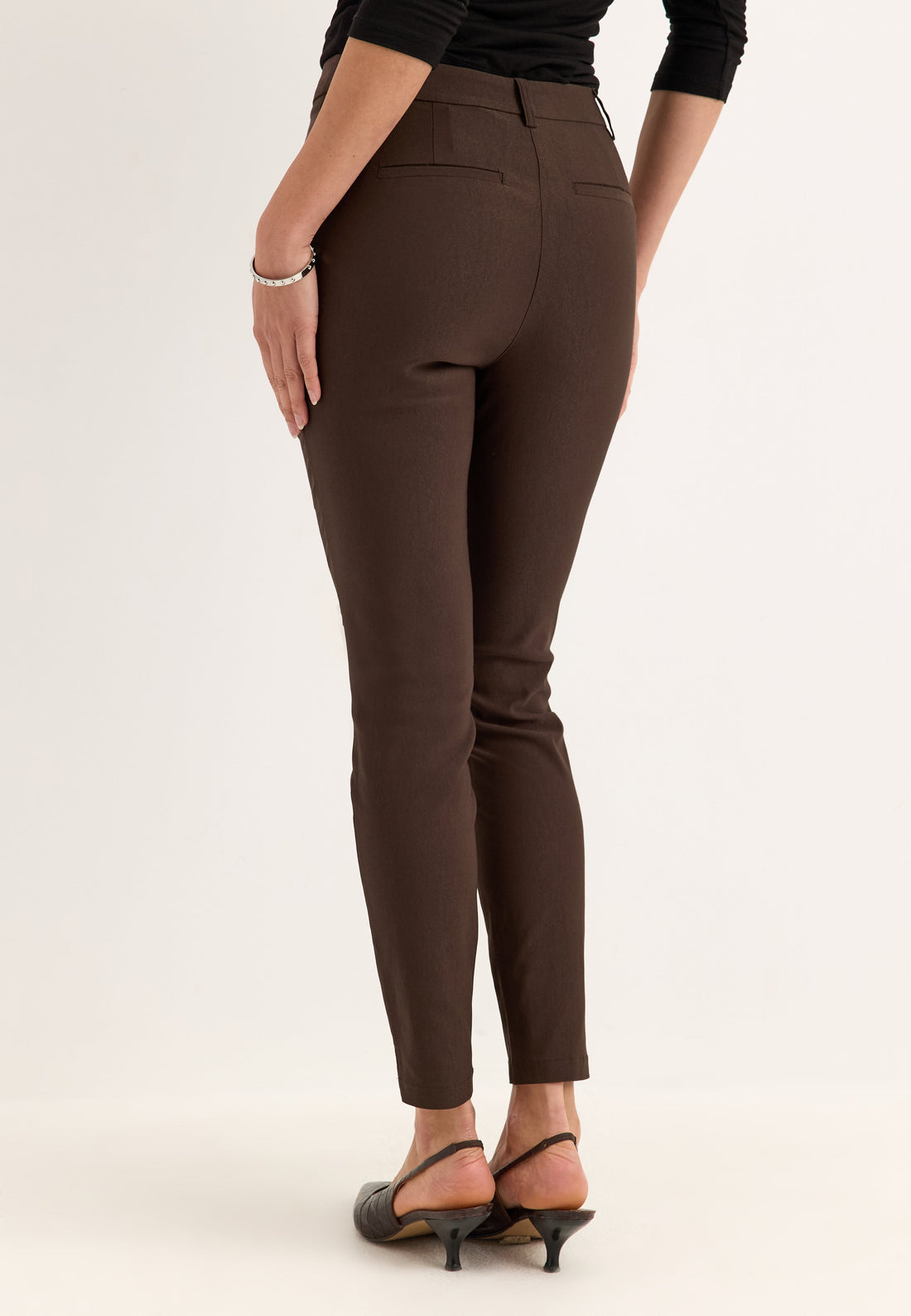 High Waist Stretchy Ankle Slit Trousers
