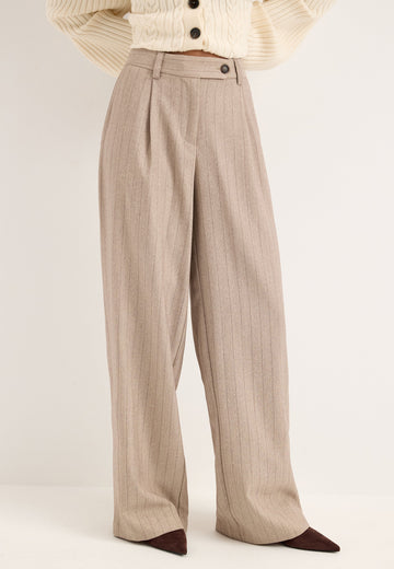Mid Waist Pleated Suit Trousers