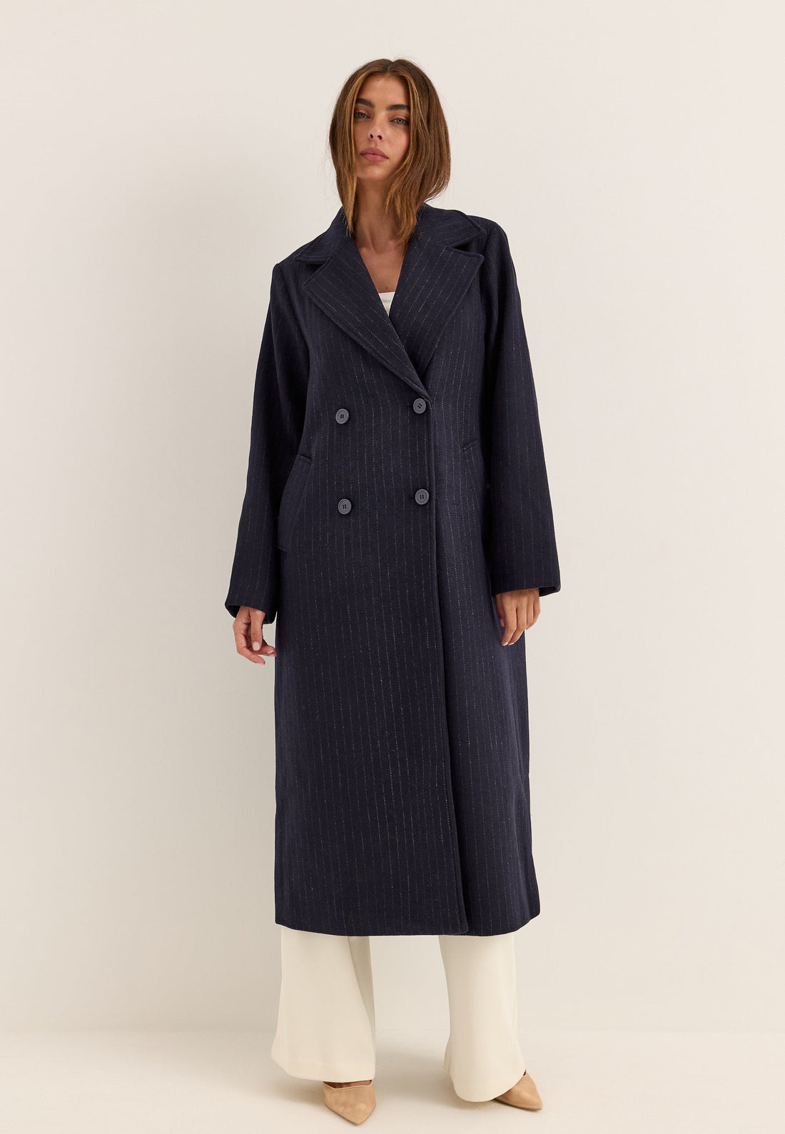 Straight Wool Blend Coat