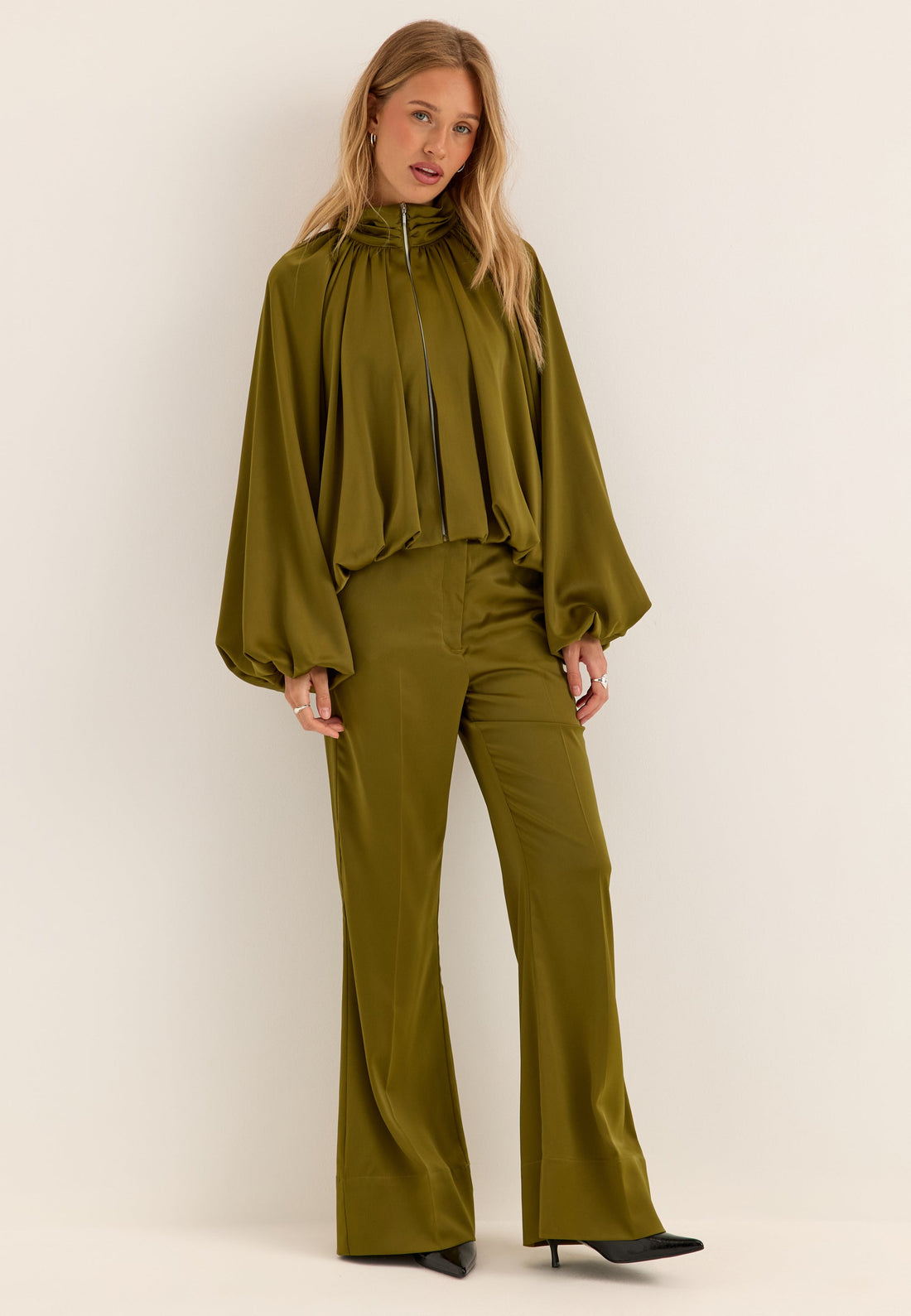 Bubble Hem Satin Jacket