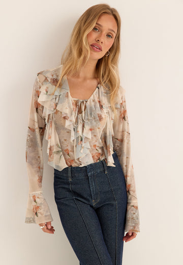Mesh Flounce Top
