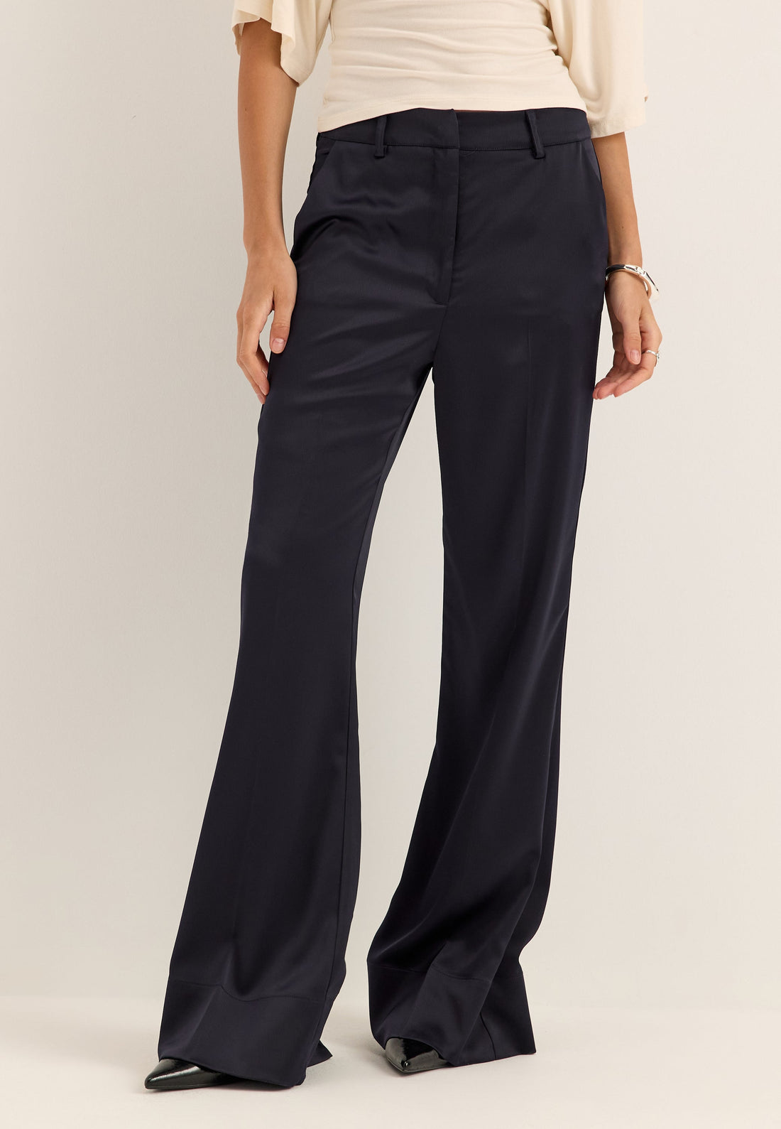Flared Satin Trousers