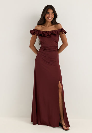 Flounce Neckline Soft Gown