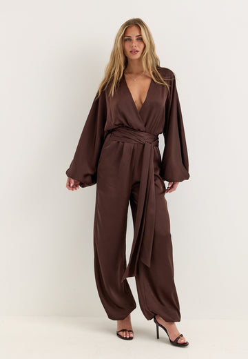 Satin Bubble Hem Jumpsuit