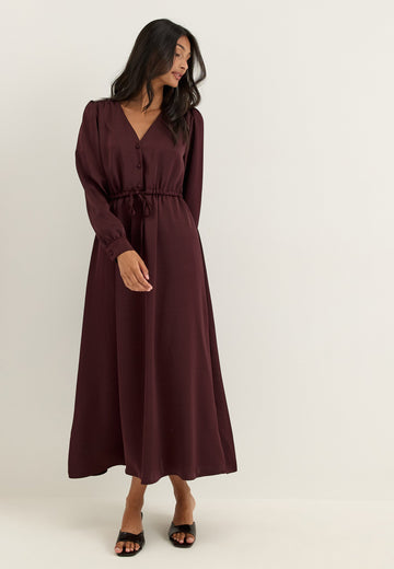 Satin Puff Sleeve Maxi Dress