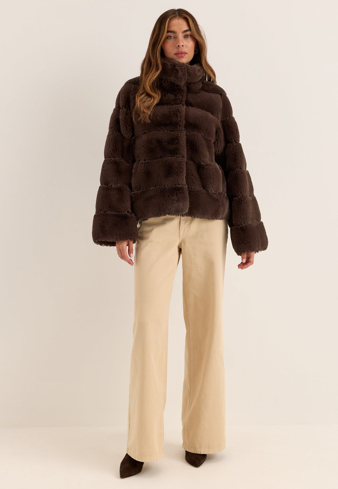 Faux fur High Collar Coat