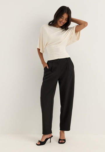 Mid Waist Barrel Trousers