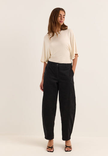 Mid Waist Corduroy Wide Trousers