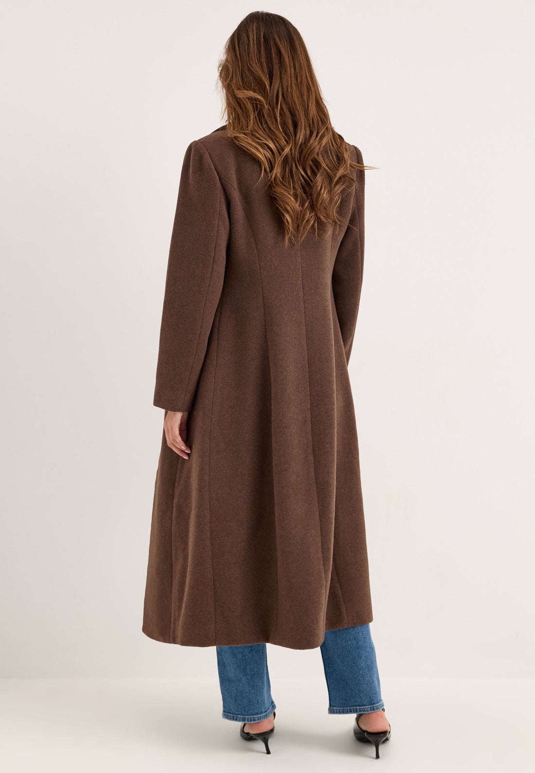 Shaped Wool Blend Coat