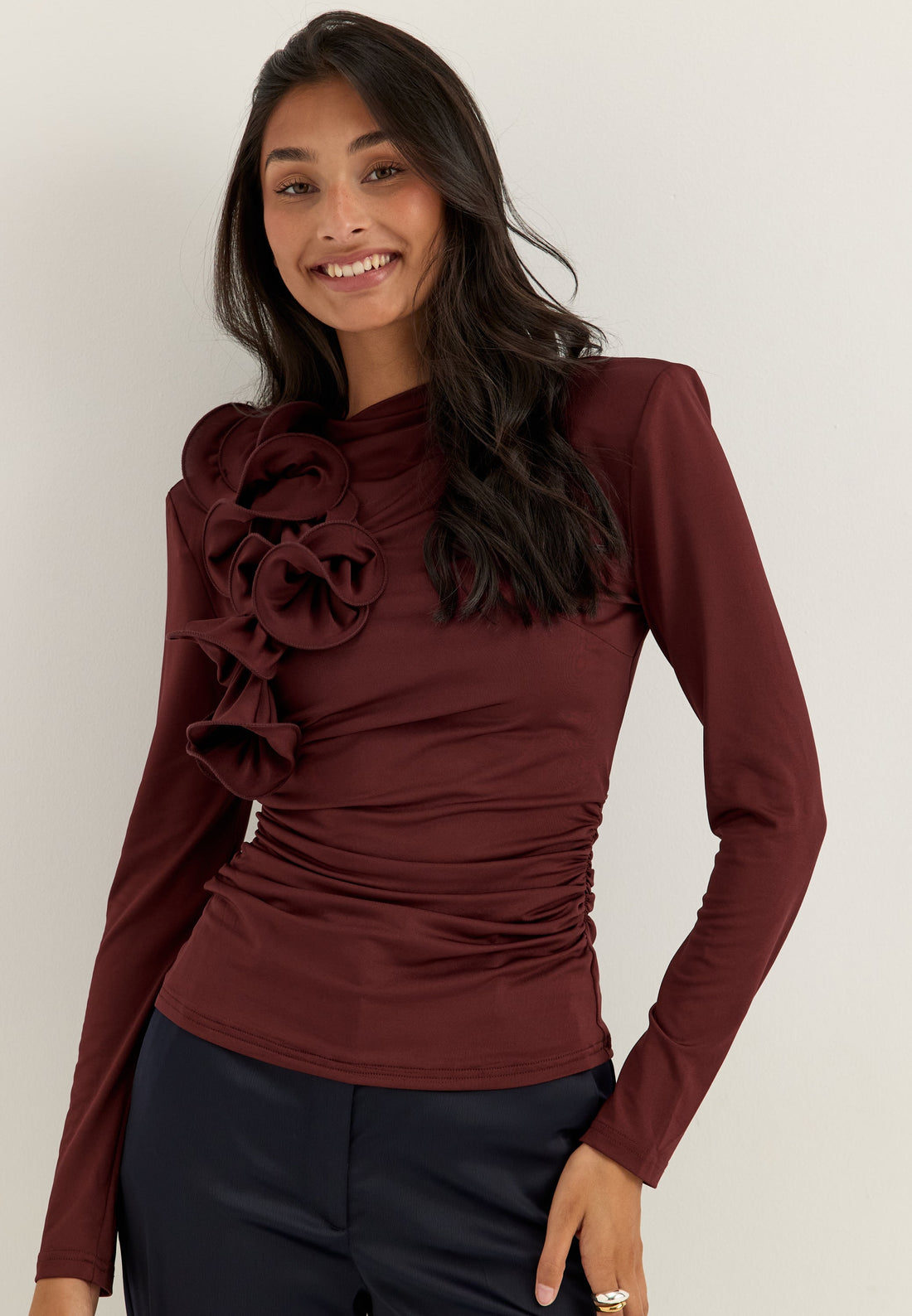 Flounce long Sleeve Top