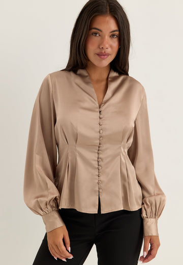 Pleated Satin Blouse