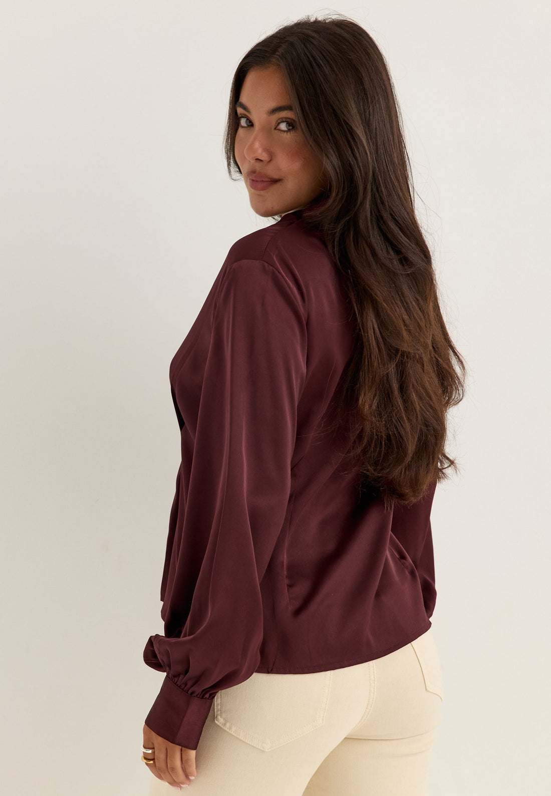 Pleated Satin Blouse