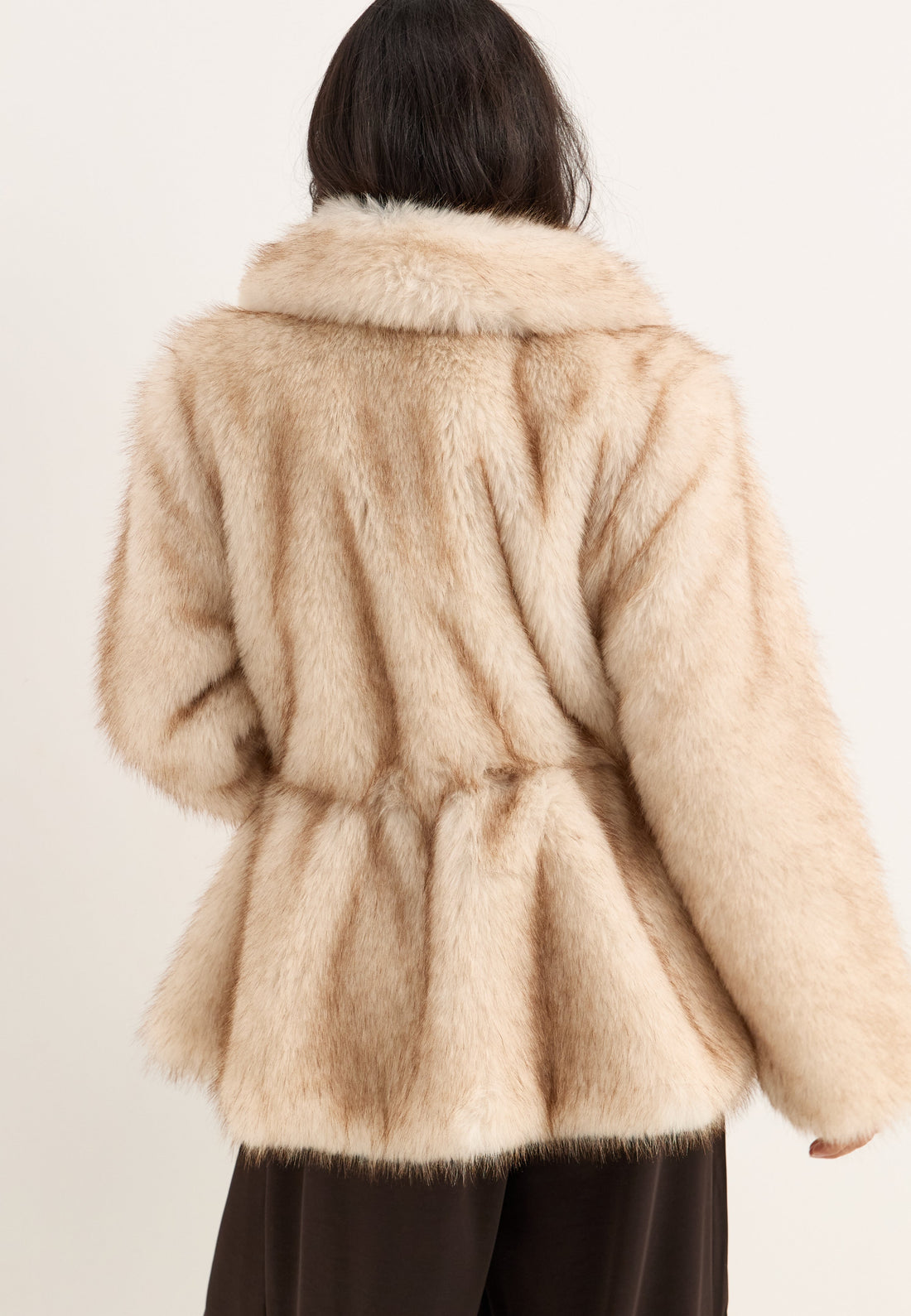 Short Peplum Faux Fur Coat