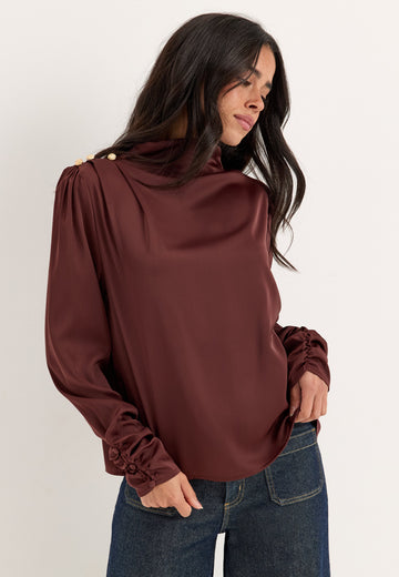 Satin Button Detail Blouse