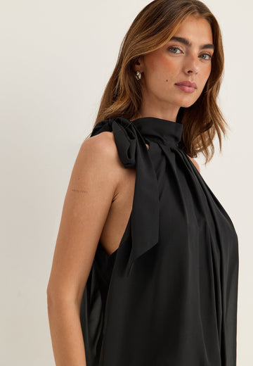 High Collar Tie Blouse