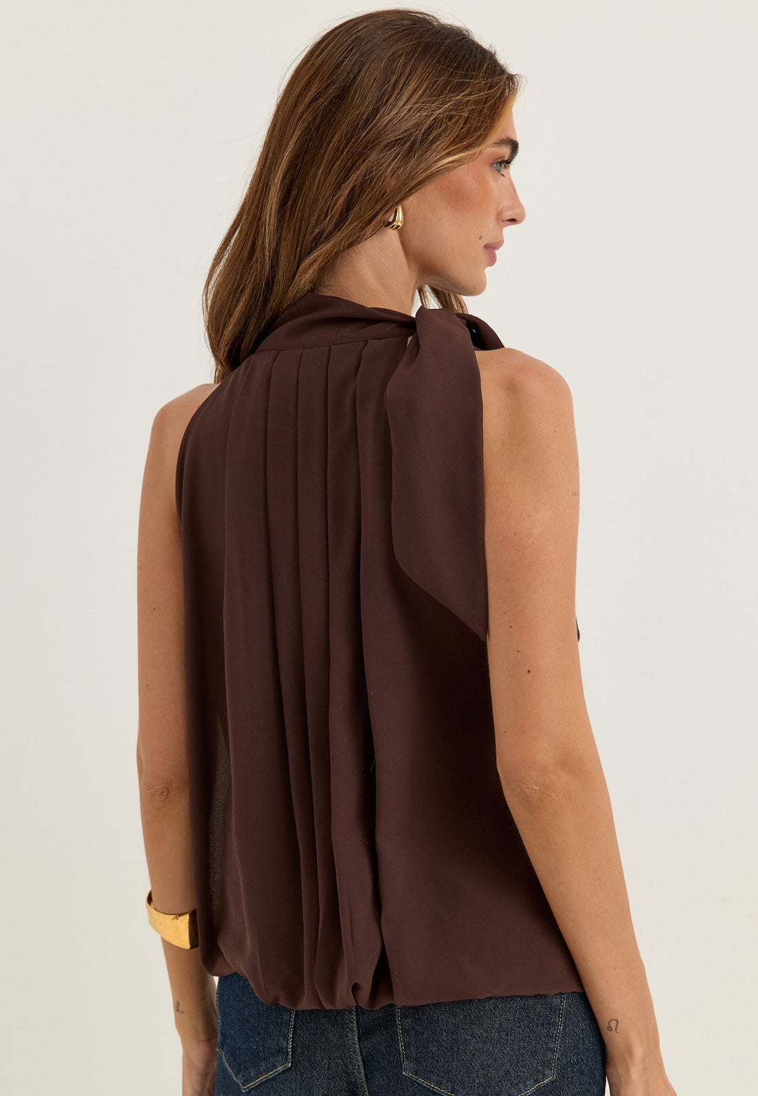 High Collar Tie Blouse