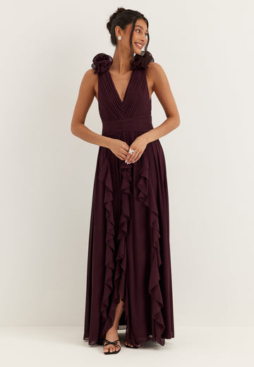 Frill Ruffle Chiffon Gown