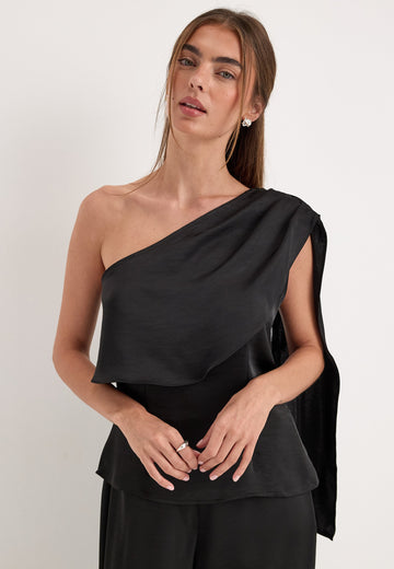 Satin One Shoulder Blouse