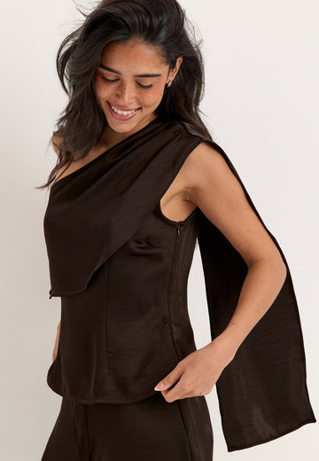 Satin One Shoulder Blouse