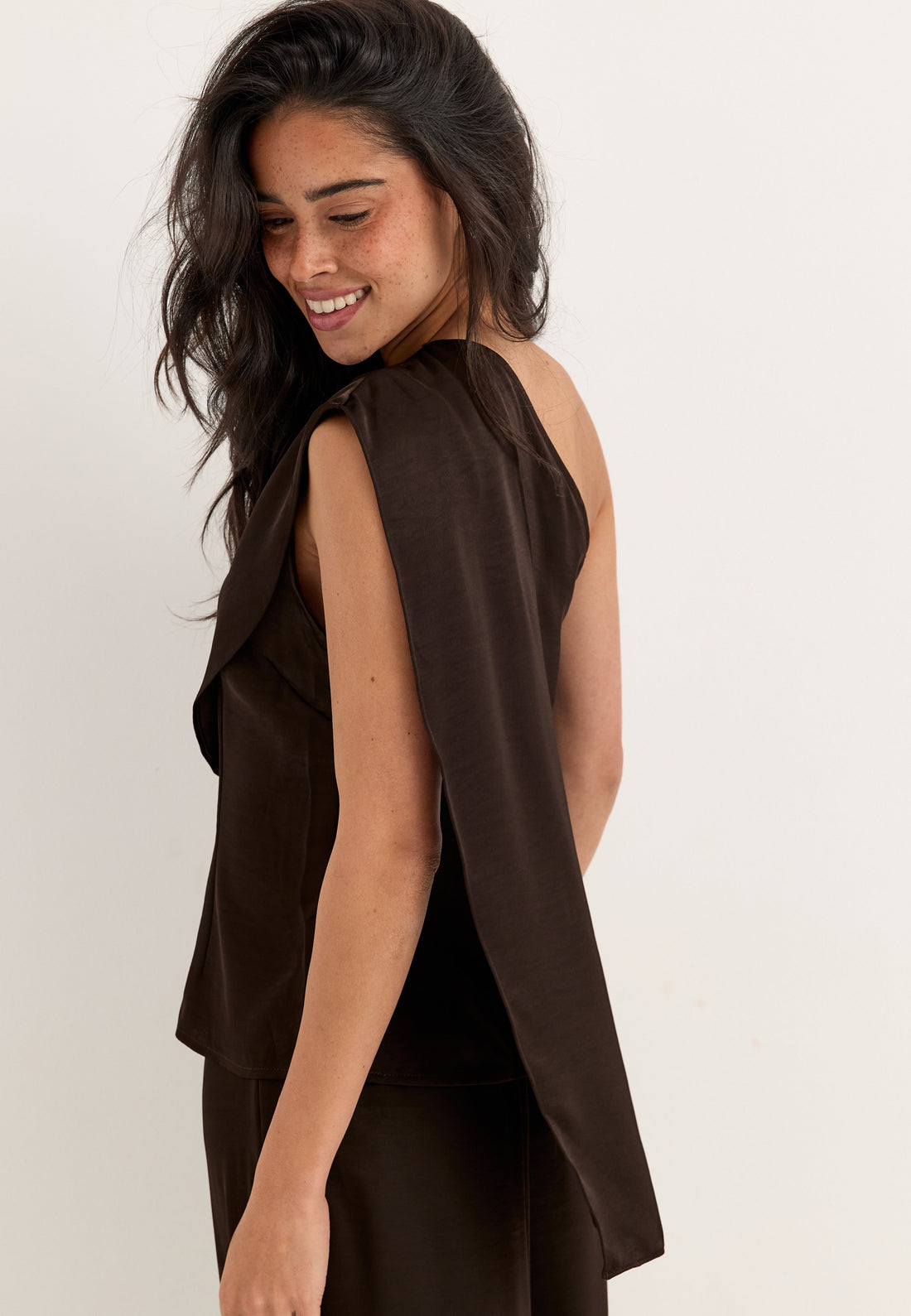 Satin One Shoulder Blouse