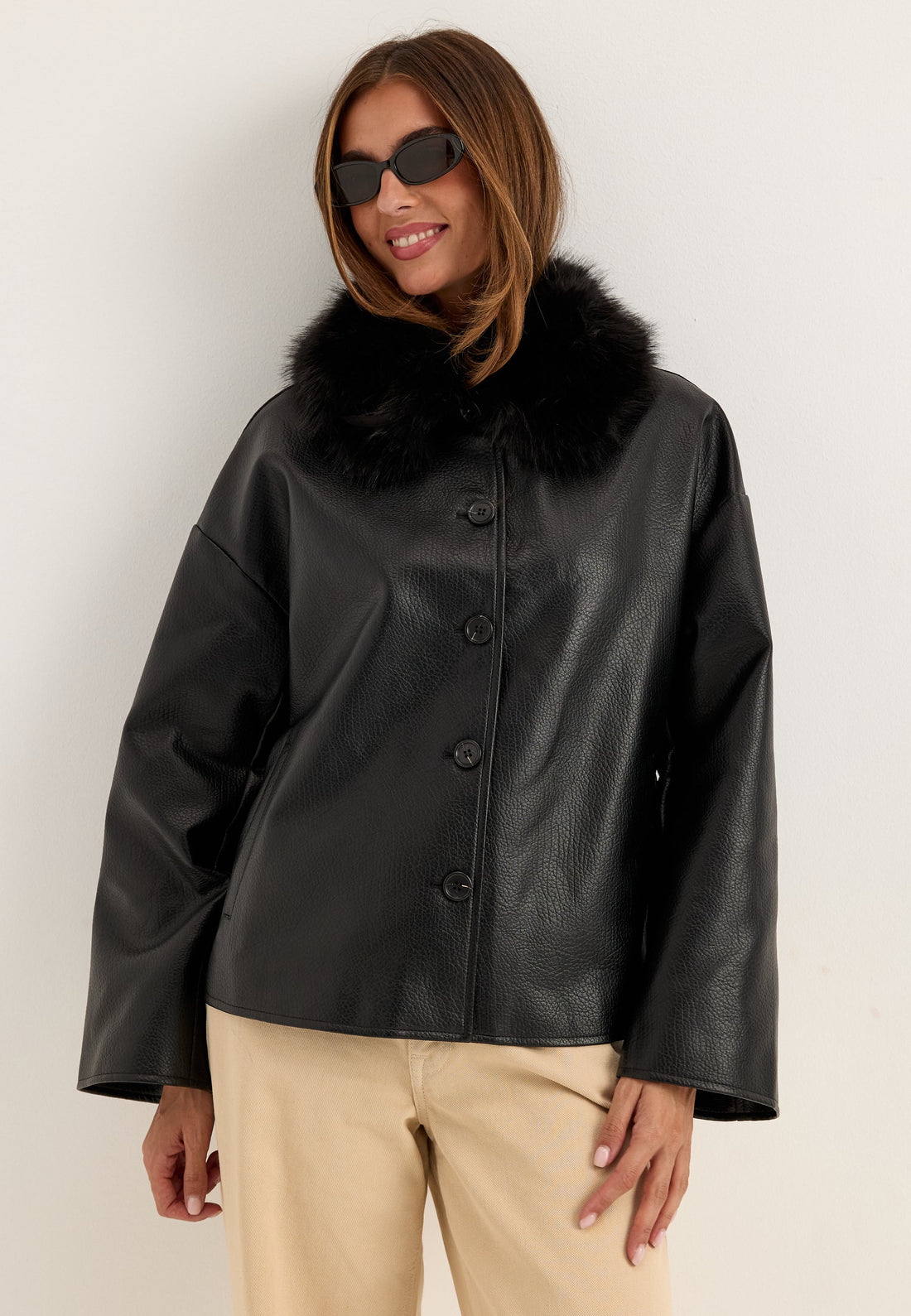 Fur Collar PU Jacket