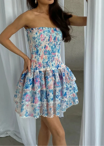 Yarra - Strapless Floral Mini Dress