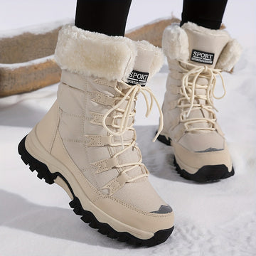 Women's Warm Winter Boots – Brown Leather, Waterproof and Insulated for Cold Days