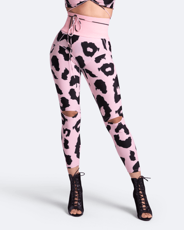 High-Waisted Knee-Slit Leggings for a Sleek, Fashion-Forward Look