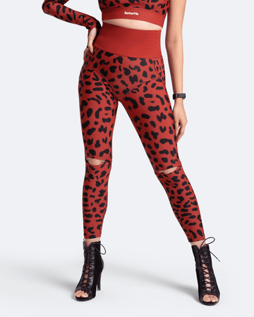 High-Waisted Leggings with Knee-Slit Detail