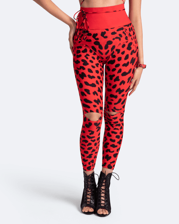 High-Waisted Leggings with Knee-Slit Detail