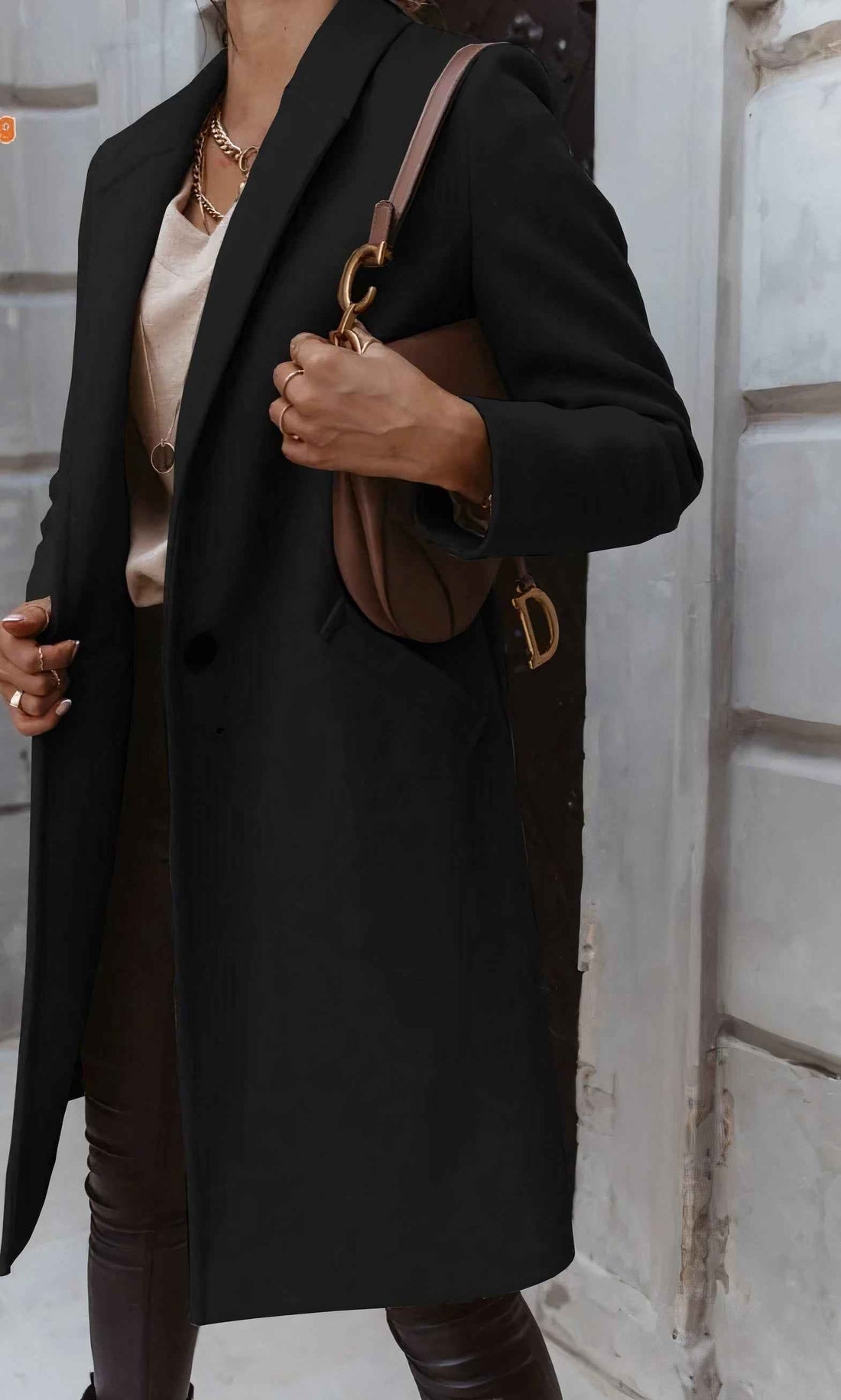 Long Straight-Cut Coat for Layered Winter Looks