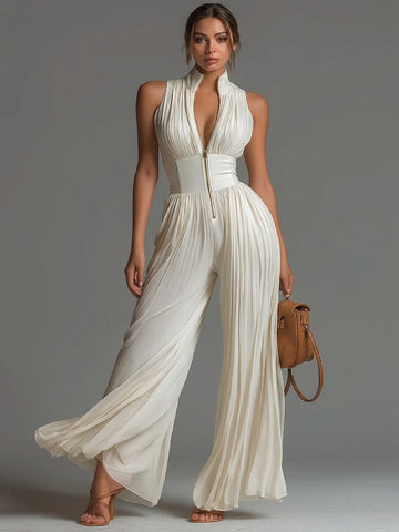 Crochet Knit Wide Leg Jumpsuit